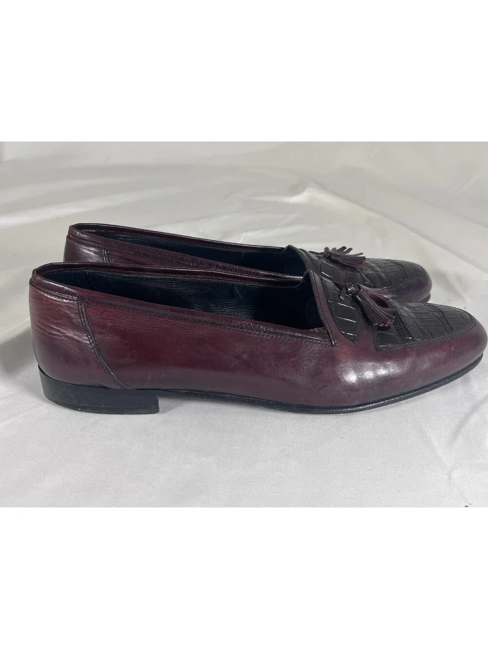 Stanley Blacker Burgundy Leather Tassel Loafers 10M
